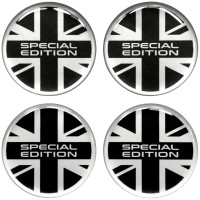 Special Edotion British Black flag 3d domed car wheel center cap emblems stickers decals, Silver