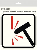 LTR-0015 Sticker "Emergency exit when breaking the glass" (transparent)