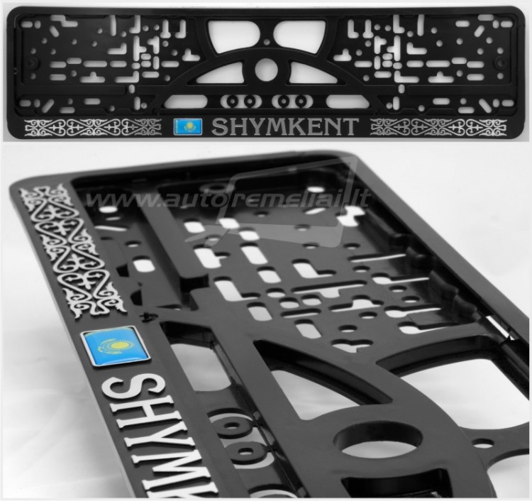 License plate frame embossed with &quot;SHYMKEHT&quot;