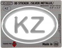 125 x 83 mm KZ Kazakhstan gel 3D domed decals badges silver sticker