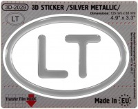 125 x 83 mm LT Lithuania gel 3D domed decals badges silver sticker