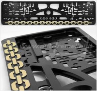 Number Plate Surrounds Holder frame embossed gold CHAIN
