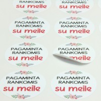 Lipdukai " PAGAMINTA RANKOMIS su meile " PVC lipdukas etiketė