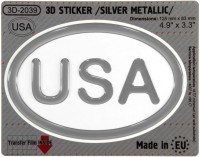125 x 83 mm USA United States Iškilus polimerinis lipdukas 3D sidabrinis