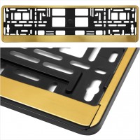 Number Plate Surrounds with a gold brushed metal Holder Frame for all cars M6614