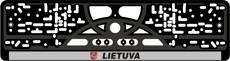 License plate frame LITHUANIA silkscreen inscription in silver color