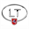 125 x 100 mm Protruding polymer sticker &quot;LT&quot; with Lithuanian coat of arms Vytis 3D mirror chrome