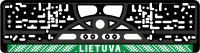 Valstybinio numerio rėmelis Lietuva šilkografinis užrašas balta ir žalia spalvos su tautiniais raštais, tautine juosta