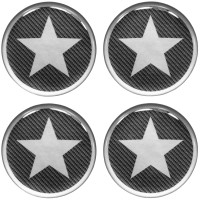 Star Silver Carbon 3d domed car wheel center cap emblems stickers decals, Silver