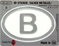 125 x 83 mm B Belgium Iškilus polimerinis lipdukas 3D sidabrinis