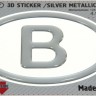 125 x 83 mm B Belgium Iškilus polimerinis lipdukas 3D sidabrinis