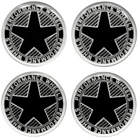 Performance Wheels Black Star 3d domed car wheel center cap emblems stickers decals, Silver