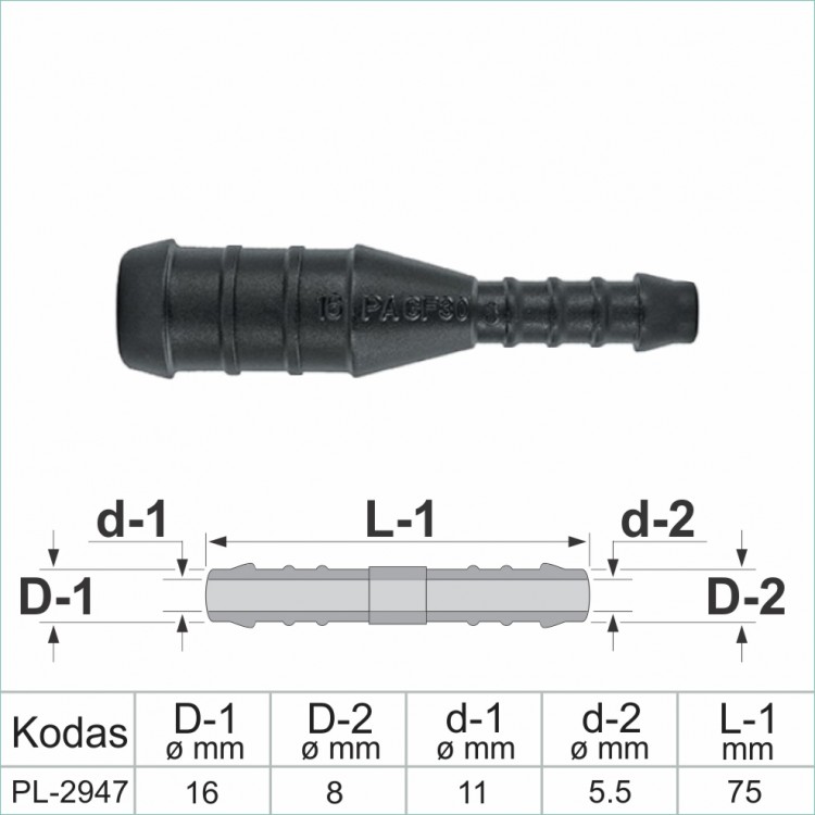 I formos 16 mm 8 mm vamzdelių sujungimai plastmasiniai