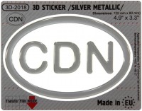 125 x 83 mm CDN Canada Iškilus polimerinis lipdukas 3D sidabrinis