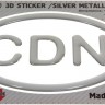 125 x 83 mm CDN Canada Iškilus polimerinis lipdukas 3D sidabrinis