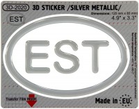 125 x 83 mm EST Estonia Iškilus polimerinis lipdukas 3D sidabrinis