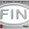 125 x 83 mm FIN Finland Iškilus polimerinis lipdukas 3D sidabrinis