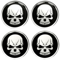 Skull Chrome 3d domed car wheel center cap emblems stickers decals, Chome