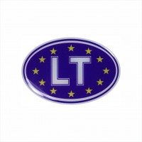 80 x 55 mm Iškilus polimerinis lipdukas "LT" 3D Europos sąjungos vėliavos fone