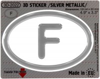125 x 83 mm F France Iškilus polimerinis lipdukas 3D sidabrinis