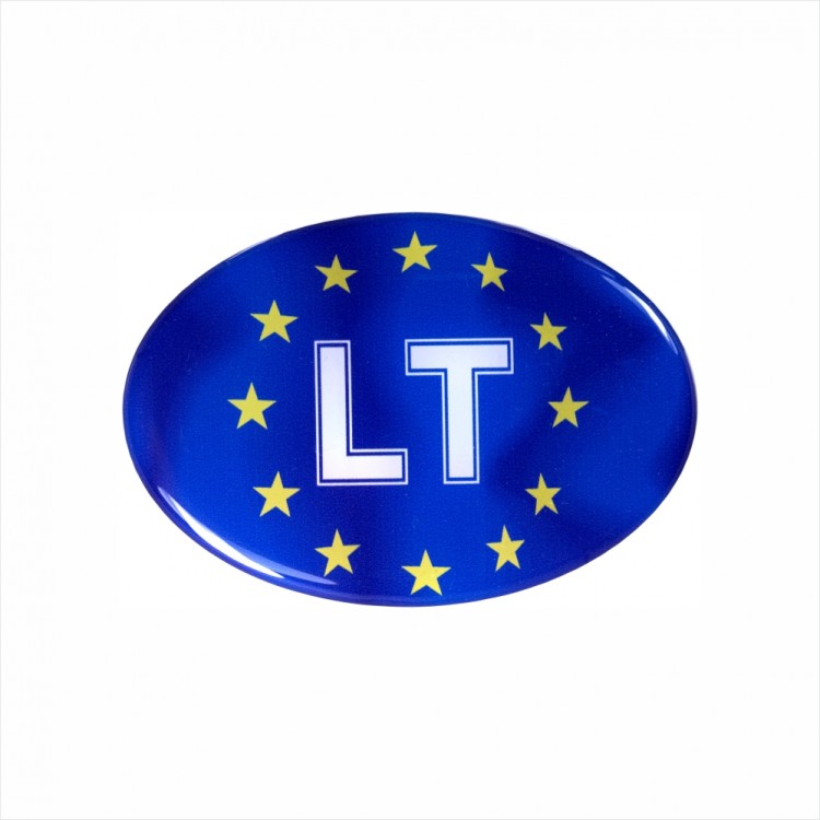 80 x 55 mm Protruding polymer sticker &quot;LT&quot; 3D on the background of the EU flag