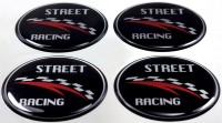 Iškilūs chrominiai lipdukai ratlankių dangteliams "Street Racing"