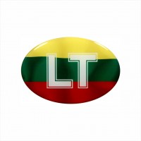 80 x 55 mm Protruding polymer sticker "LT" 3D on the background of the Lithuanian tricolor flag