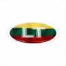 80 x 55 mm Iškilus polimerinis lipdukas "LT" 3D Lietuvos trispalvės vėliavos fone