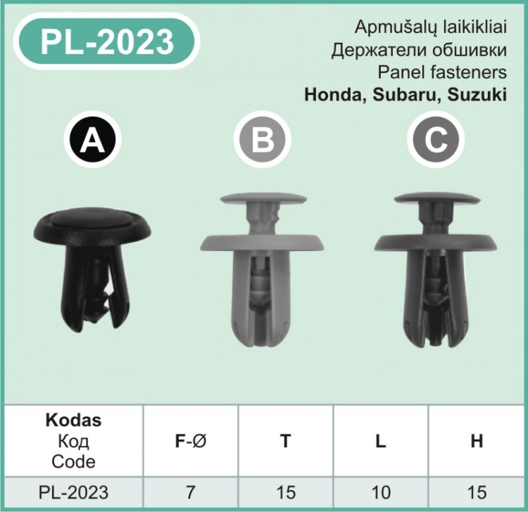 PL-2023B Plastmasiniai laikikliai automobiliams
