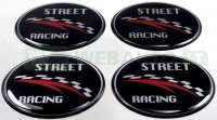 Iškilūs chrominiai lipdukai ratlankių dangteliams "Street Racing"