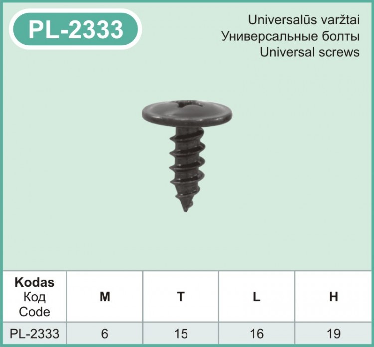 PL-2333 Metaliniai varžtai automobiliams