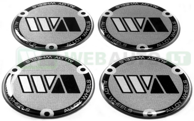 Embossed chrome stickers for rim covers &quot;WA&quot;