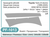 Kairės pusės apsauginė plėvelė Toyota Yaris Side and Door Protective Film (1999 - 2005, LH, 5 doors)