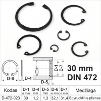 30 mm DIN 472 Fiksacinis žiedas vidinis, fiksavimo žiedai kiaurymėms spyruoklinis plienas
