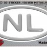 125 x 83 mm NL Netherland Iškilus polimerinis lipdukas 3D sidabrinis