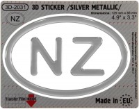 125 x 83 mm NZ New Zealand Iškilus polimerinis lipdukas 3D sidabrinis