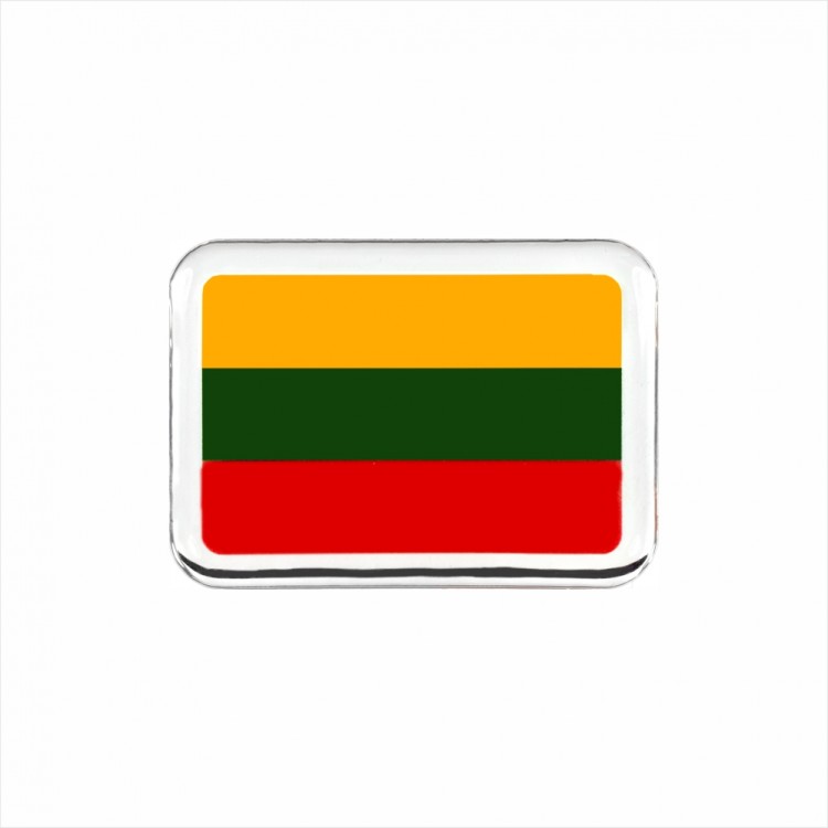 57 x 40 mm Iškilus polimerinis lipdukas Lietuvos vėliava veidrodinis chromas