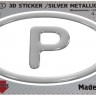 125 x 83 mm P Portugal Iškilus polimerinis lipdukas 3D sidabrinis