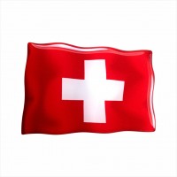 75 x 50 mm Iškilus polimerinis lipdukas Šveicarijos vėliava