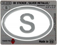 125 x 83 mm S Sweden Iškilus polimerinis lipdukas 3D sidabrinis