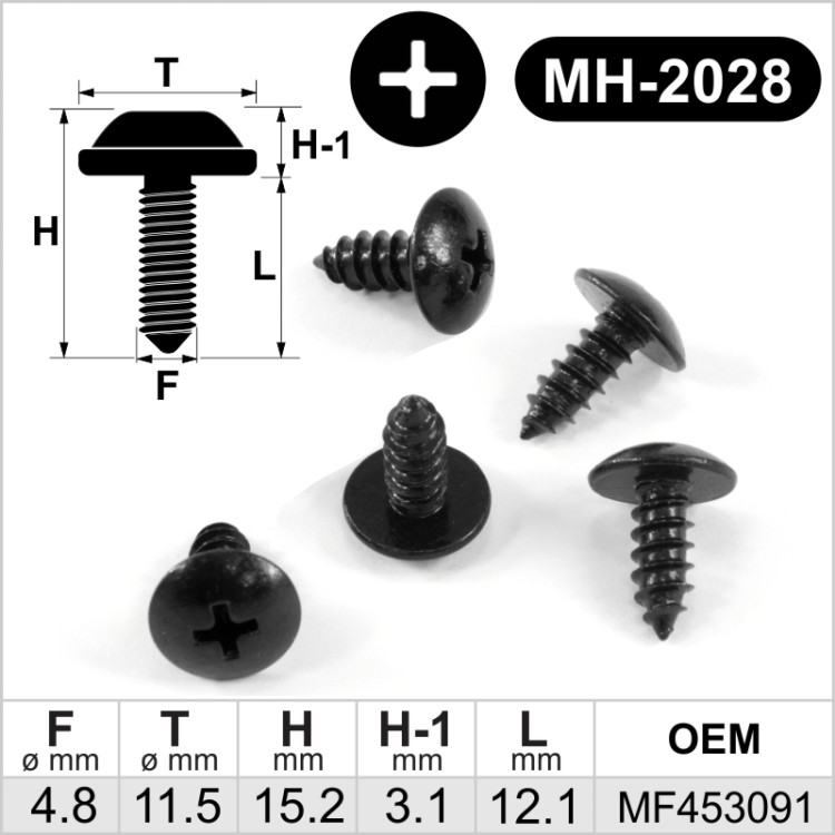 4.8x12.1mm Savisriegis juodos spalvos automobiliams tinka OEM MF453091