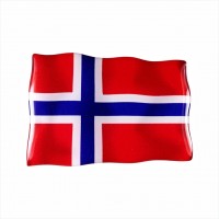 75 x 50 mm Iškilus polimerinis lipdukas Norvegijos vėliava