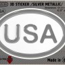125 x 83 mm USA United States Iškilus polimerinis lipdukas 3D sidabrinis