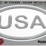 125 x 83 mm USA United States gel 3D domed decals badges silver sticker