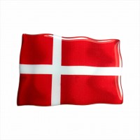 75 x 50 mm Protruding polymer sticker with the Danish flag