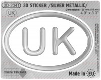 125 x 83 mm UK United Kingdom Iškilus polimerinis lipdukas 3D sidabrinis