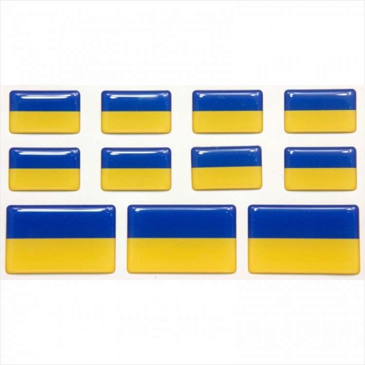 26 x 16 mm / 40 x 25 mm Iškilūs polimeriniai lipdukai Ukrainos vėliavėlės