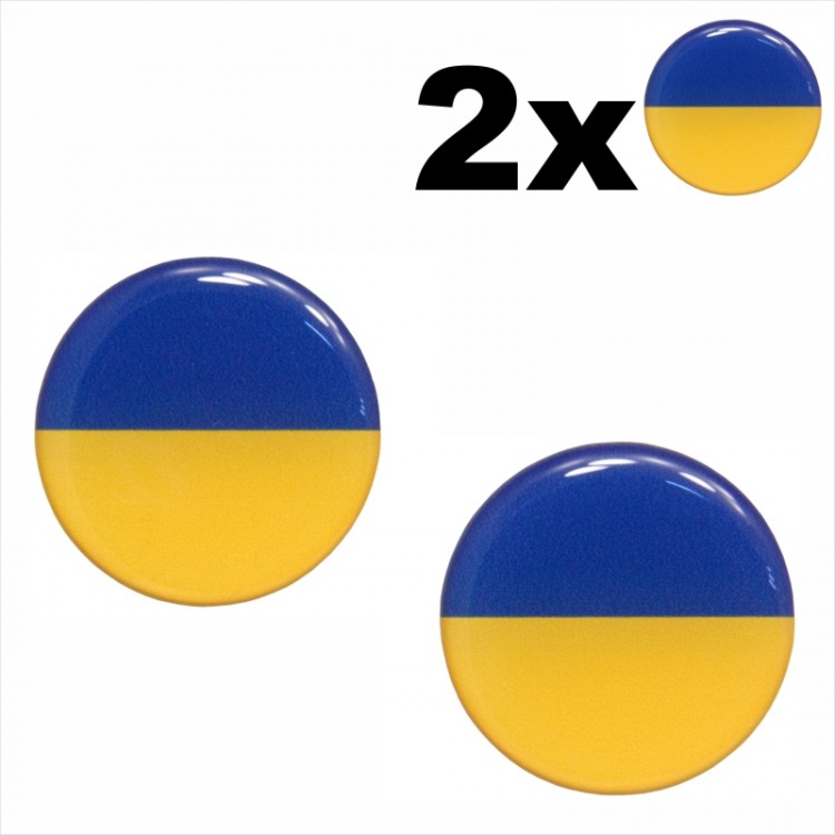 2 vnt. Ø30 mm Numerių lipdukai Iškilūs polimeriniai Ukrainos vėliava