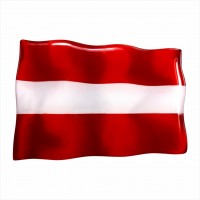 75 x 50 mm Iškilus polimerinis lipdukas Latvijos vėliava
