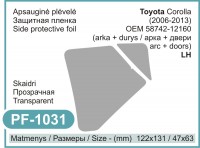 Kairės pusės apsauginė plėvelė Toyota Corolla Side Protective Film (2006 - 2013, LH)
